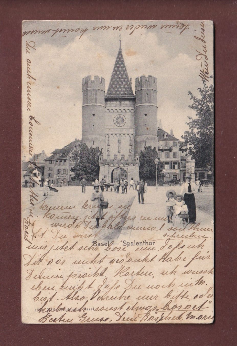 Cartoline postali: BASEL - Spalentor - 1905 – Usato da Pully venduto da nicecards