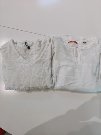 2 weisse Blusen, Gr. 38, Pepe Jeans & s.Oliver