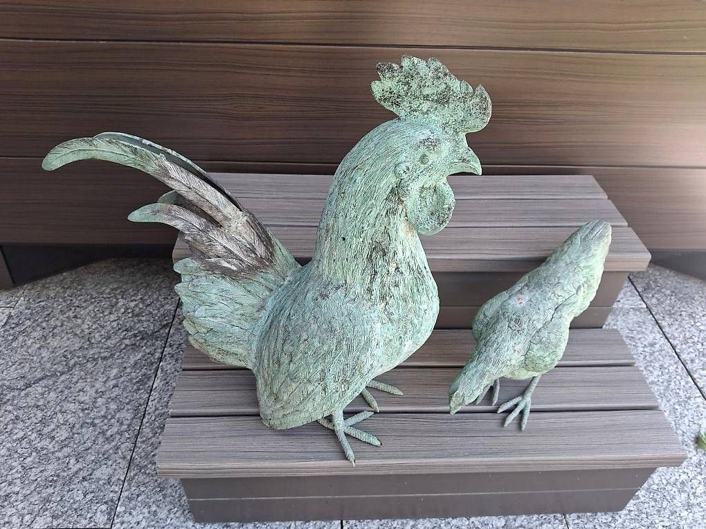 Statuette: Schöne Bronzefiguren Hahn mit Henne / Hühner – Usato da Rothrist venduto da Chuckles 3