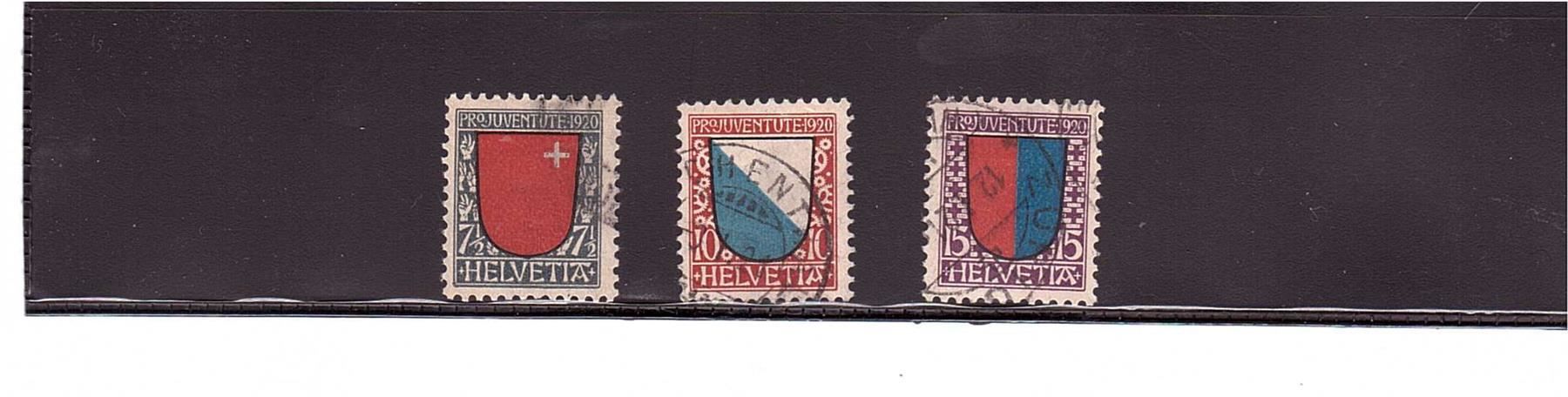Alle Briefmarken: 1920 PJ Kantonswappen – Gebraucht aus Rheinau von loxis