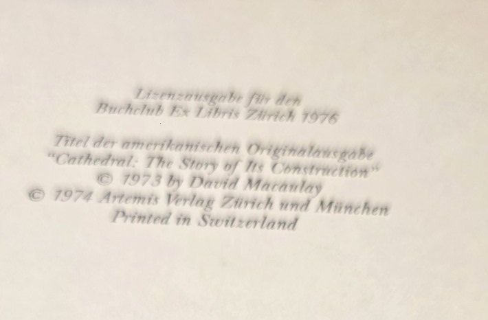 Libri: Buch Sie bauten eine Kathedrale Macaulay Ex Libris 1976 – Usato da Flums venduto da Flumsantik 4