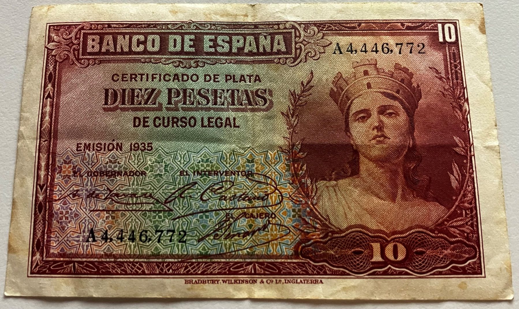 Banconote: Spanien 10 Pesetas 1935 – Usato da Algetshausen venduto da Carrhard