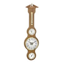 Station météo analogique TFA en bois couleur chêne horloge