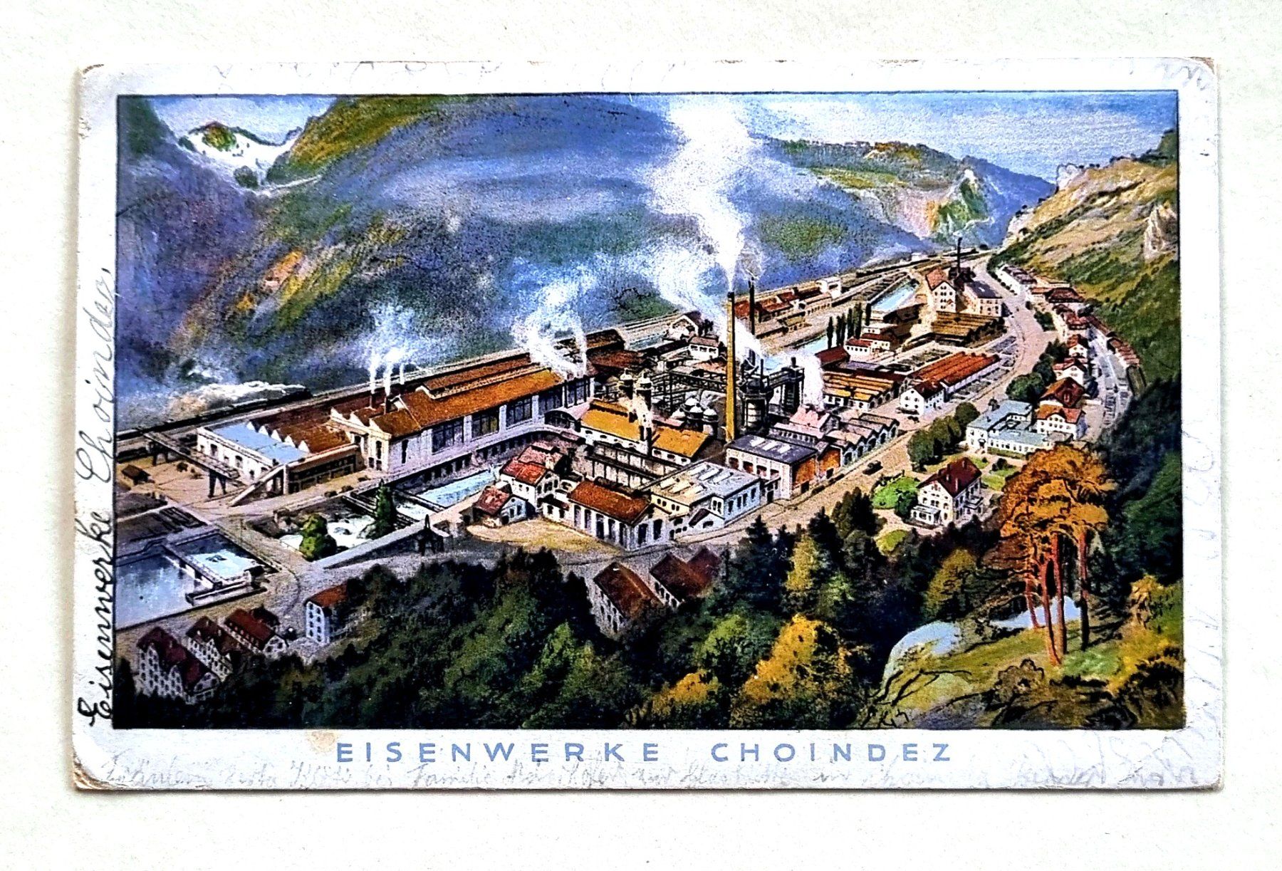 Cartes postales: Choindez - Fabirk - Eisenwerke - Bahnhof - 1922 – D'occasion à Rothrist par RROENK