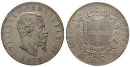 Italien, 5 Lire 1874 Milano