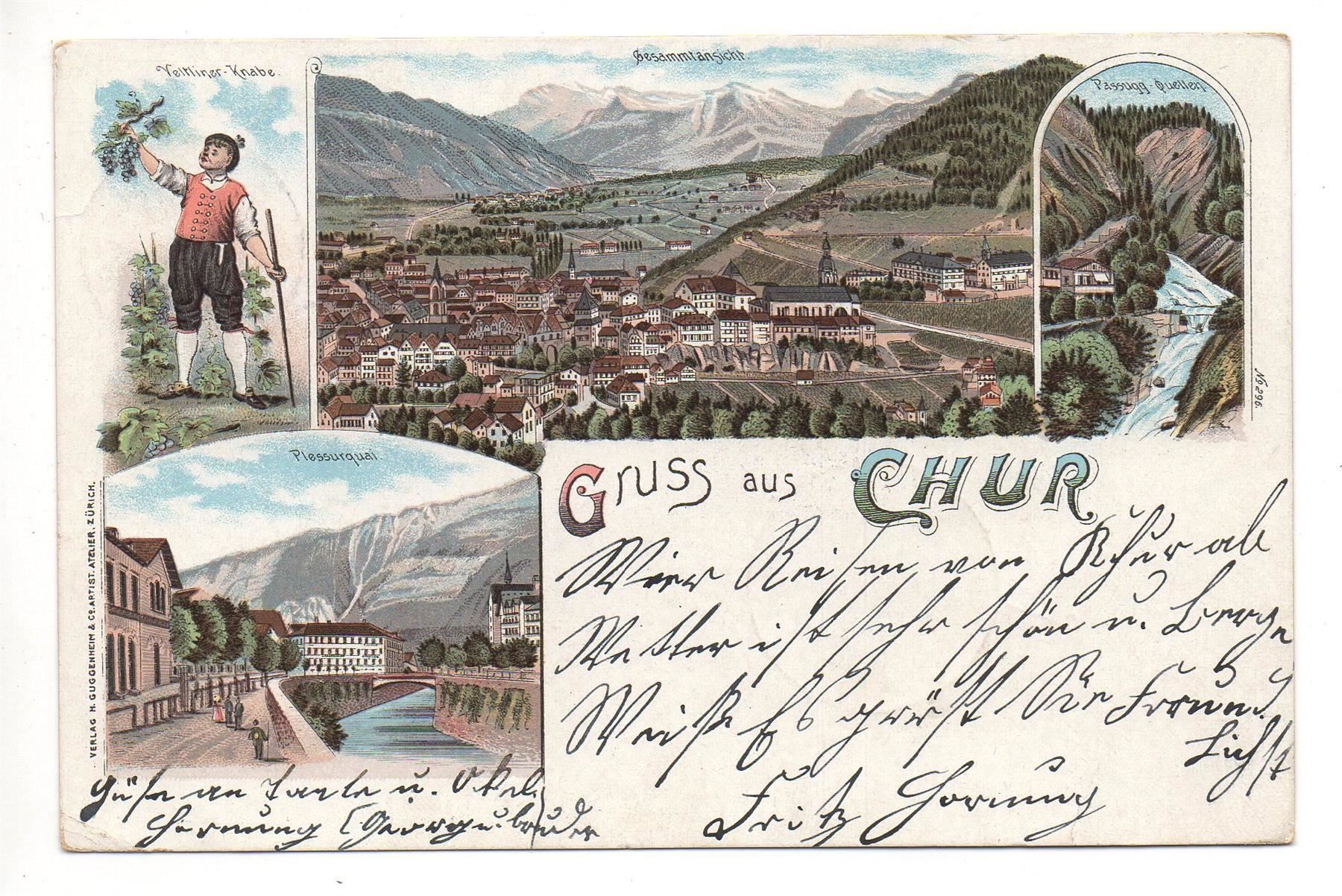 Cartoline postali: LITHO Gruss aus CHUR Veltliner Knabe – Usato da Jona venduto da philajona