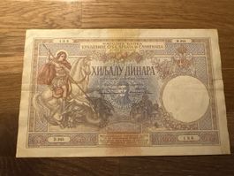 RRRRare et magnifique billet de 1000 dinar 1920