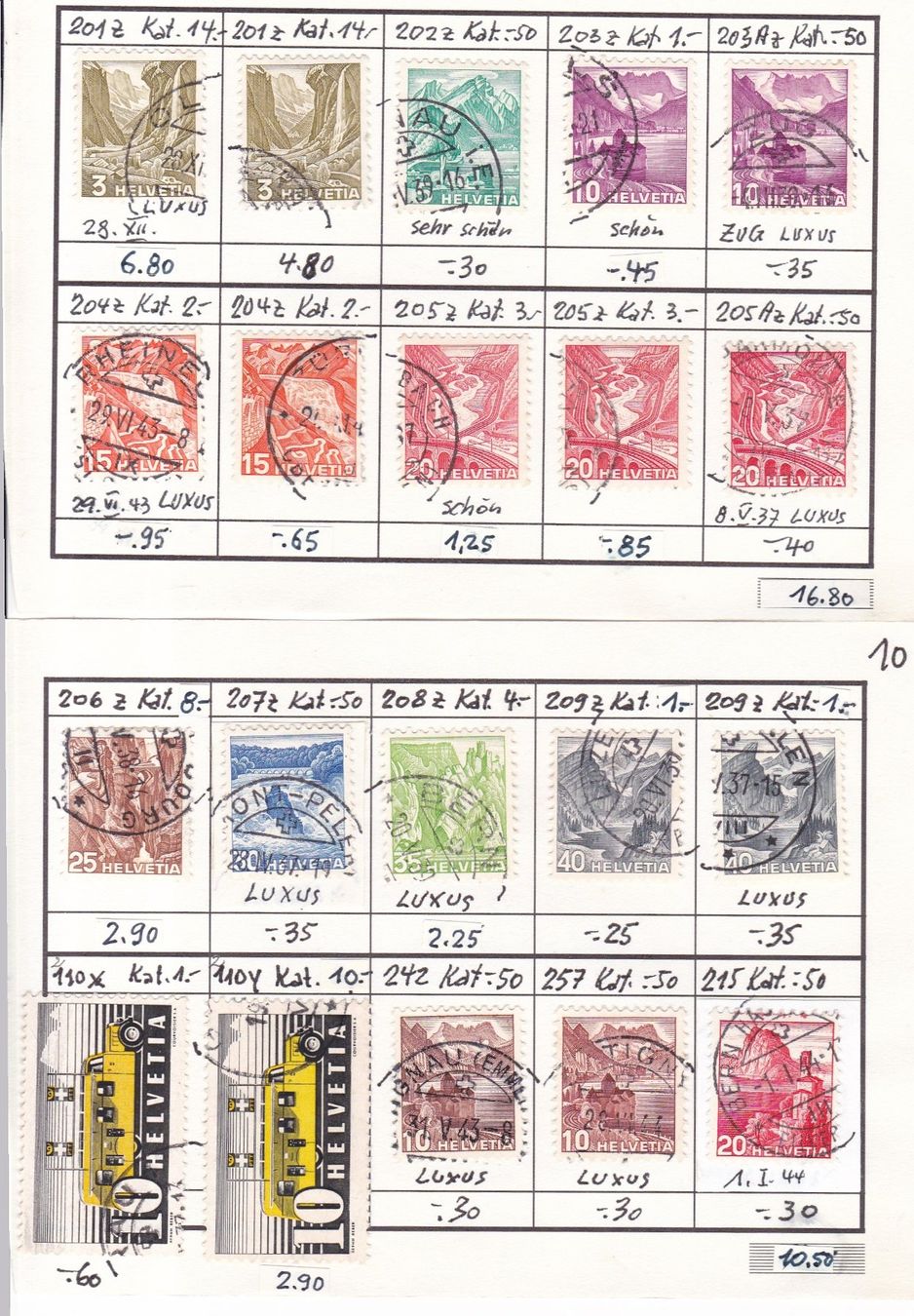 Alle Briefmarken: 17 x CH Briefmarken-Auswahlseiten – Gebraucht aus Münchwilen AG von Nesar 4