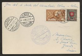 Flugpost Schweiz 1933 Segelflug Wien Wien ab Zürich 200.-