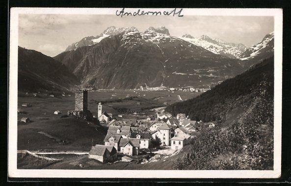 Cartoline postali: Hospenthal, Ortsansicht gegen Andermatt  – Usato da Berlin venduto da bartko-reher