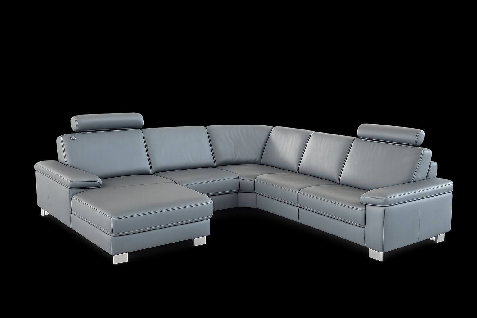 Divani: Sofa Eckgarnitur HUKLA - Echtleder, verstellbare Kopfstützen – Usato da Trimmis venduto da Kene_Design_Form