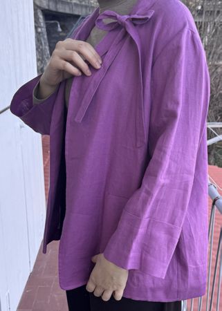 Giacchetta estiva in lino viola, taglia 48