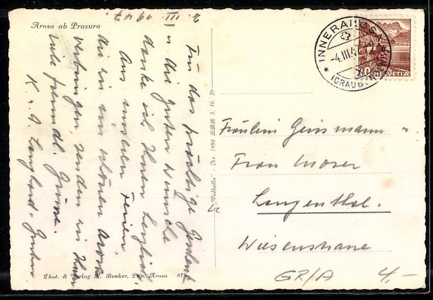 Cartoline postali: AK Arosa, Totalansicht im Winter – Usato da Berlin venduto da bartko-reher 1