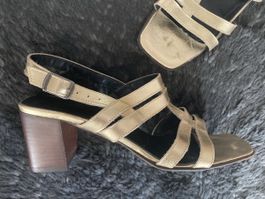 Goldene Leder Sommersandalen Gr.39 Made in Italy