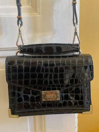 Sac Emily small effet crocodile en cuir noir