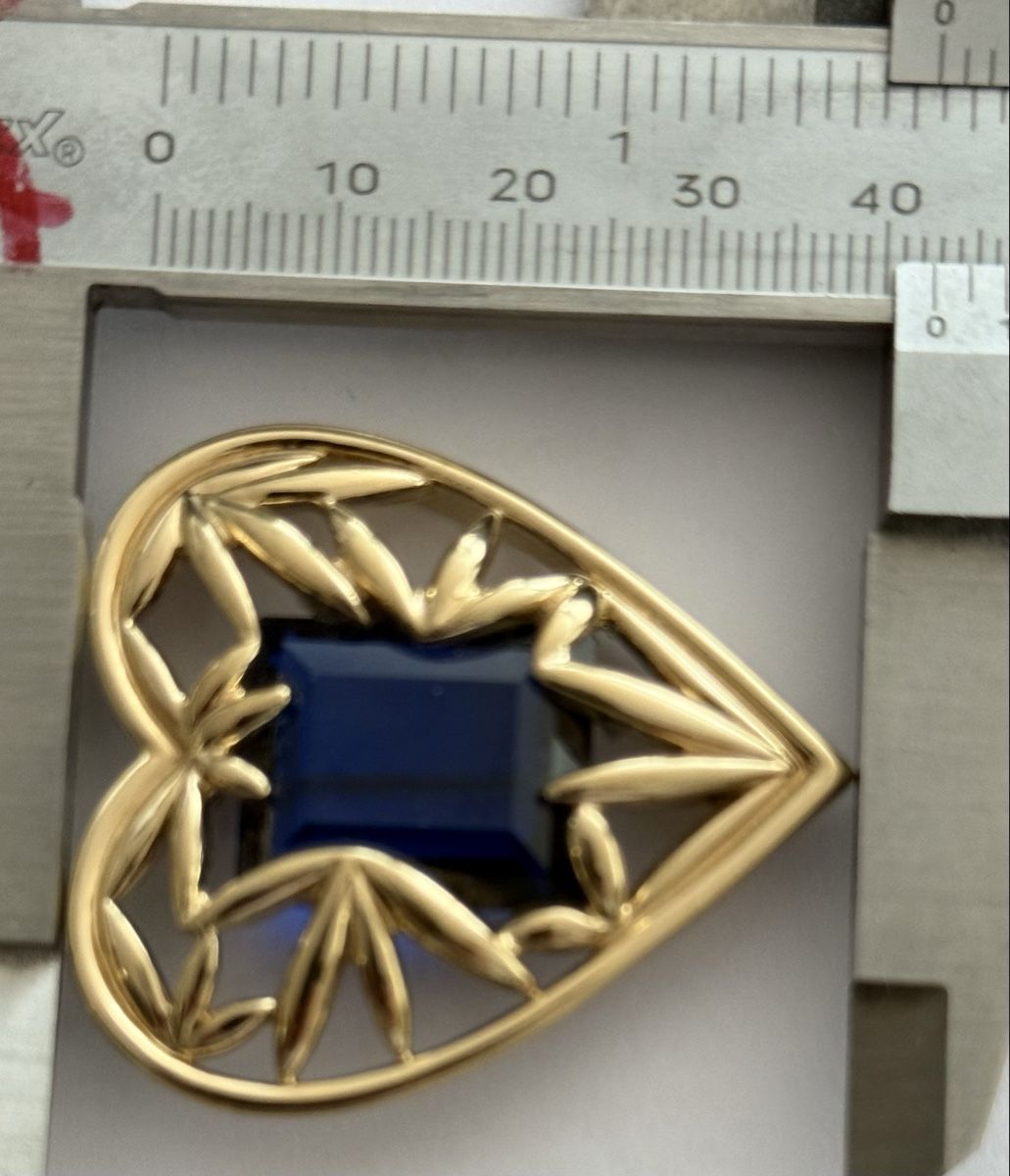 Spille & Fermagli: Goldfarbene Herzbroche mit blauem Stein Pierre Lang – Usato da Goldach venduto da Messerguru 4