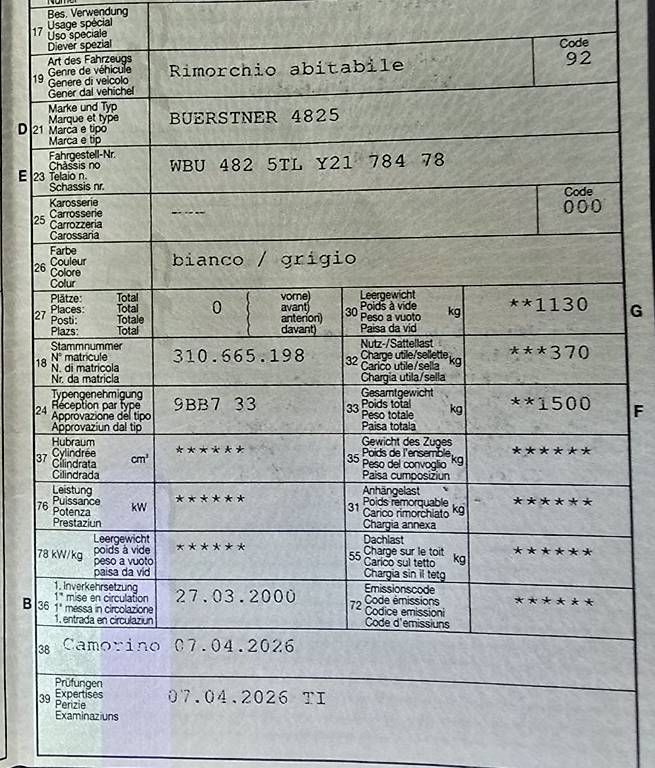 Mobile-home: Roulotte Buerstner 4825 – D'occasion à S. Antonino par Campertech 9