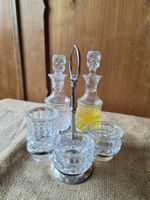 Vintage Metall Kristall Glas Tisch Menage Set