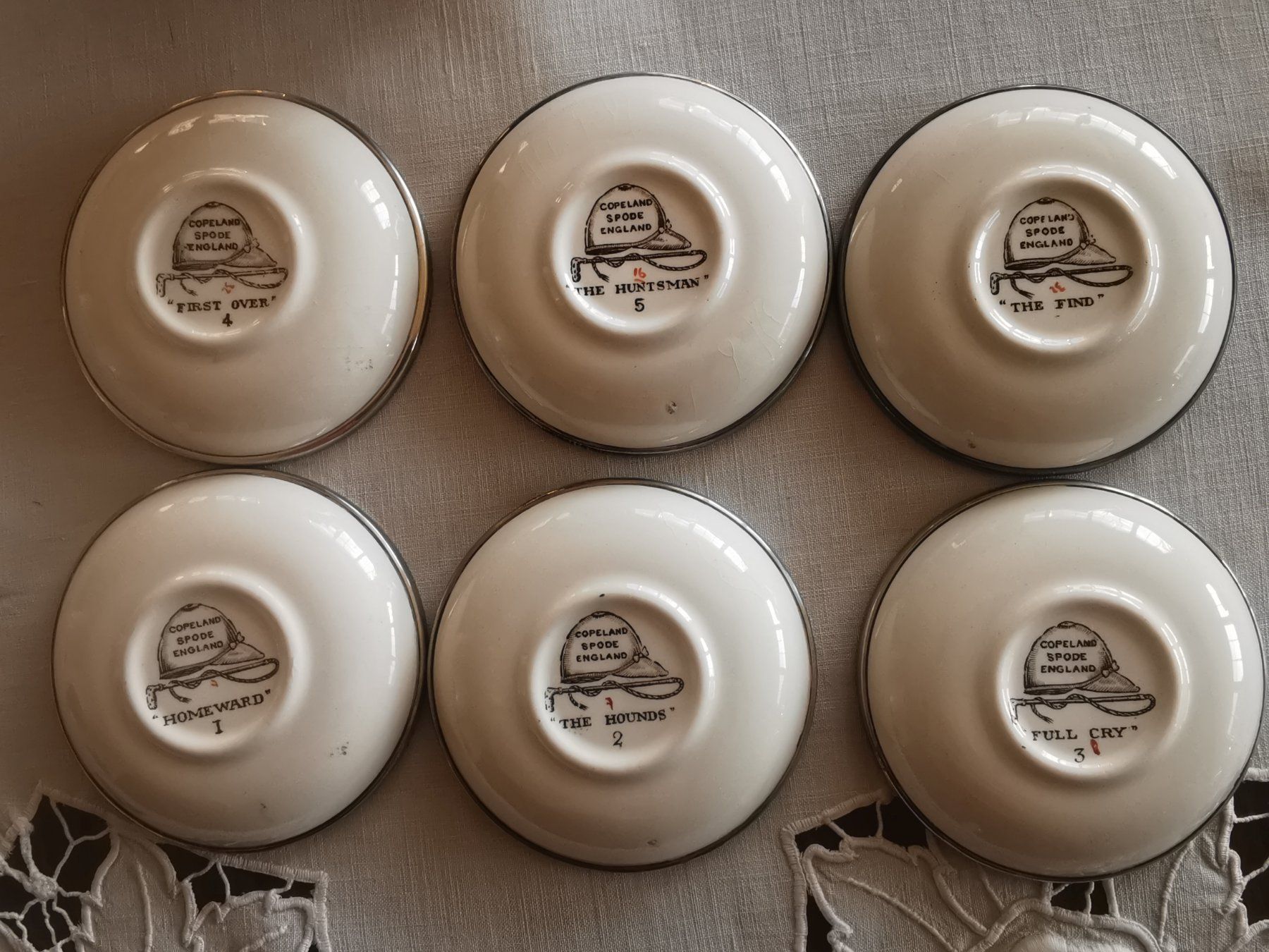 Set di piatti: COPELAND SPODE, Silberrand 925 Sterling, Sujet "Jagd" – Usato da Dübendorf venduto da aschiduebendorf 3