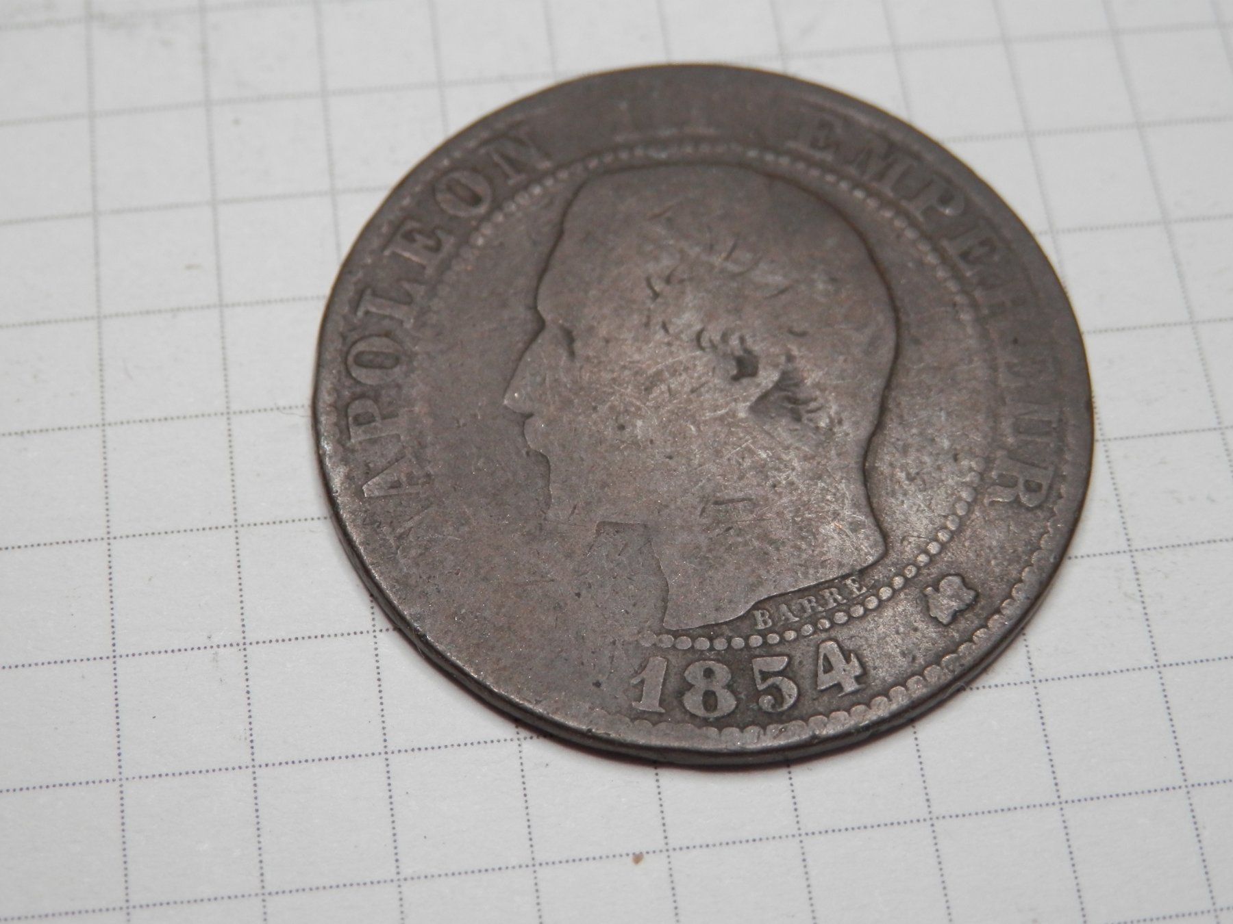 Alle Münzen: Frankreich 5 Centimes, 1854 Münzzeichen "K" - Bordeaux – Gebraucht aus Weiach von weiach81