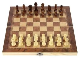 Schachbrett Schach Dame Backgammon Holz 3in1 faltbar 24x24