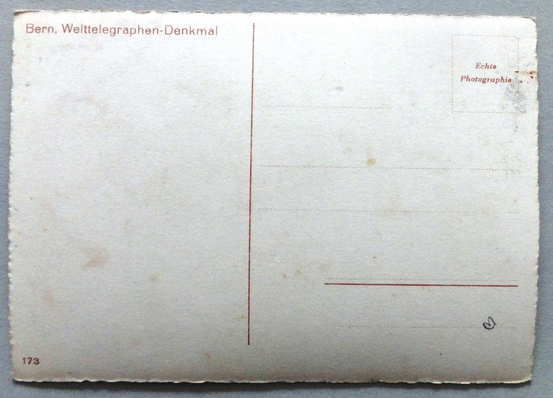 Cartoline postali: Bern - Welttelegraphen-Denkmal – Difettoso da Fétigny venduto da Billy2miny 1