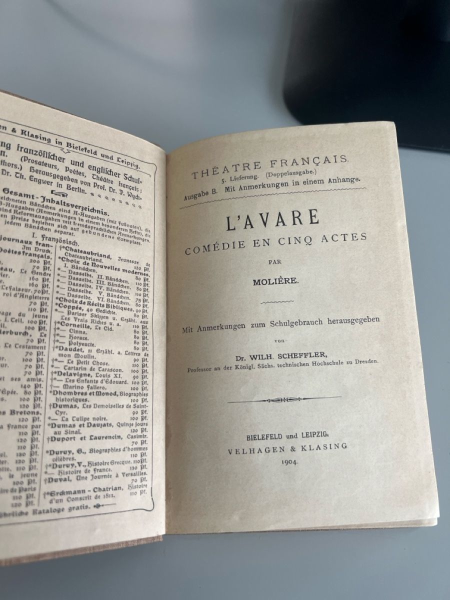 Libri: Molières "L'Avare" von 1904 – Usato da Bülach venduto da mga_m6p2 1