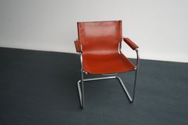 Stuhl Leder Orange, Metallgestell