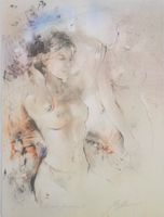 Original Lithographie Akt in der Garderobe Gabriele Mierzwa
