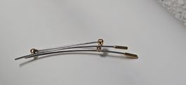 Brosche Weissgold/Gelbgold 750 mit Brillant 0.03 kt - L 6cm