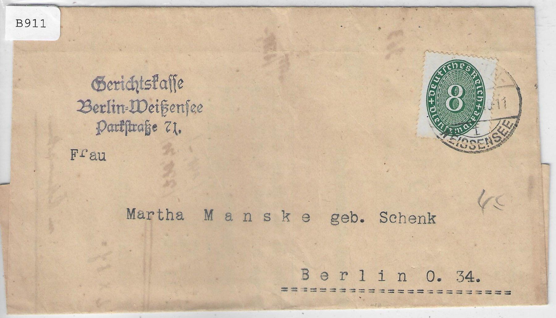 Tutti i francobolli: DR Dienstmarke 116 Berlin-Weissensee 1930 – Usato da Ettingen venduto da Kartenplanet