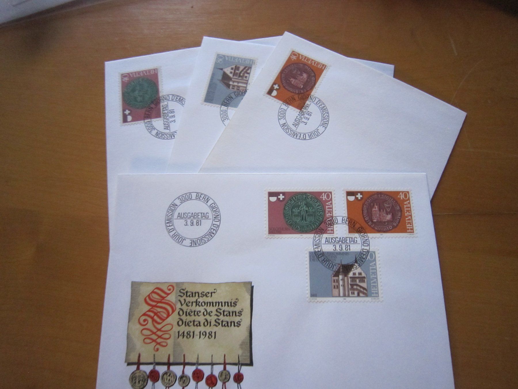 Tutti i francobolli: CH 1981 Serie FDC einzeln und 4er und Büchlein – Usato da Gordola venduto da Polentaefung 1