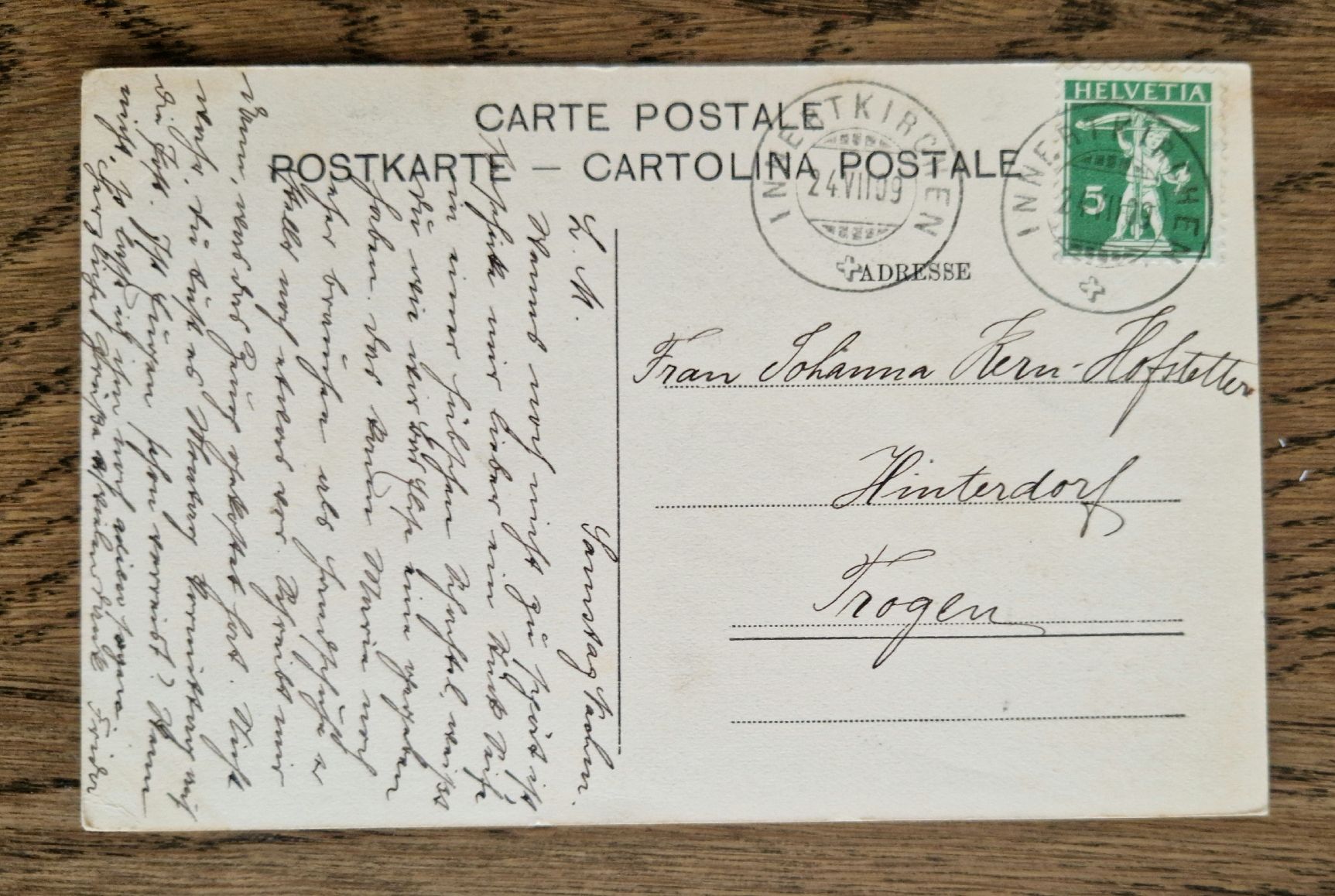 Cartoline postali: Innertkirchen 1909 – Usato da Ebikon venduto da Donar50 1