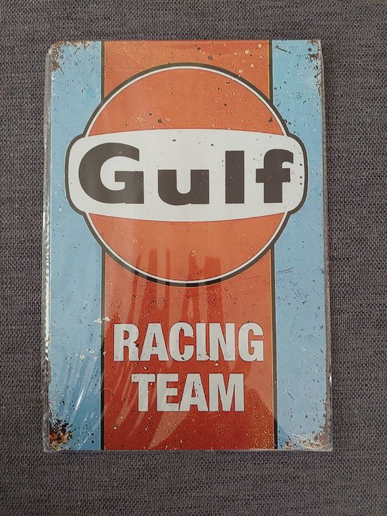 Plaque En Tôle Gulf Racing Team – 30 X 20 Cm – Style Rétro – Neuve Sous Blister