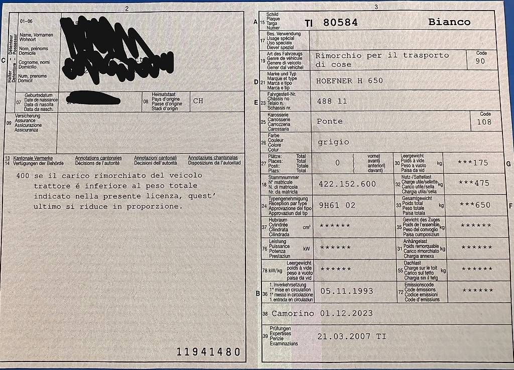 Rimorchi: Vendo rimorchio Hoefnee – Usato da Giubiasco venduto da domi1993 2