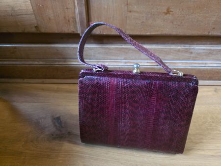 Vintage Edel Handtasche Tasche bordeaux rot braun