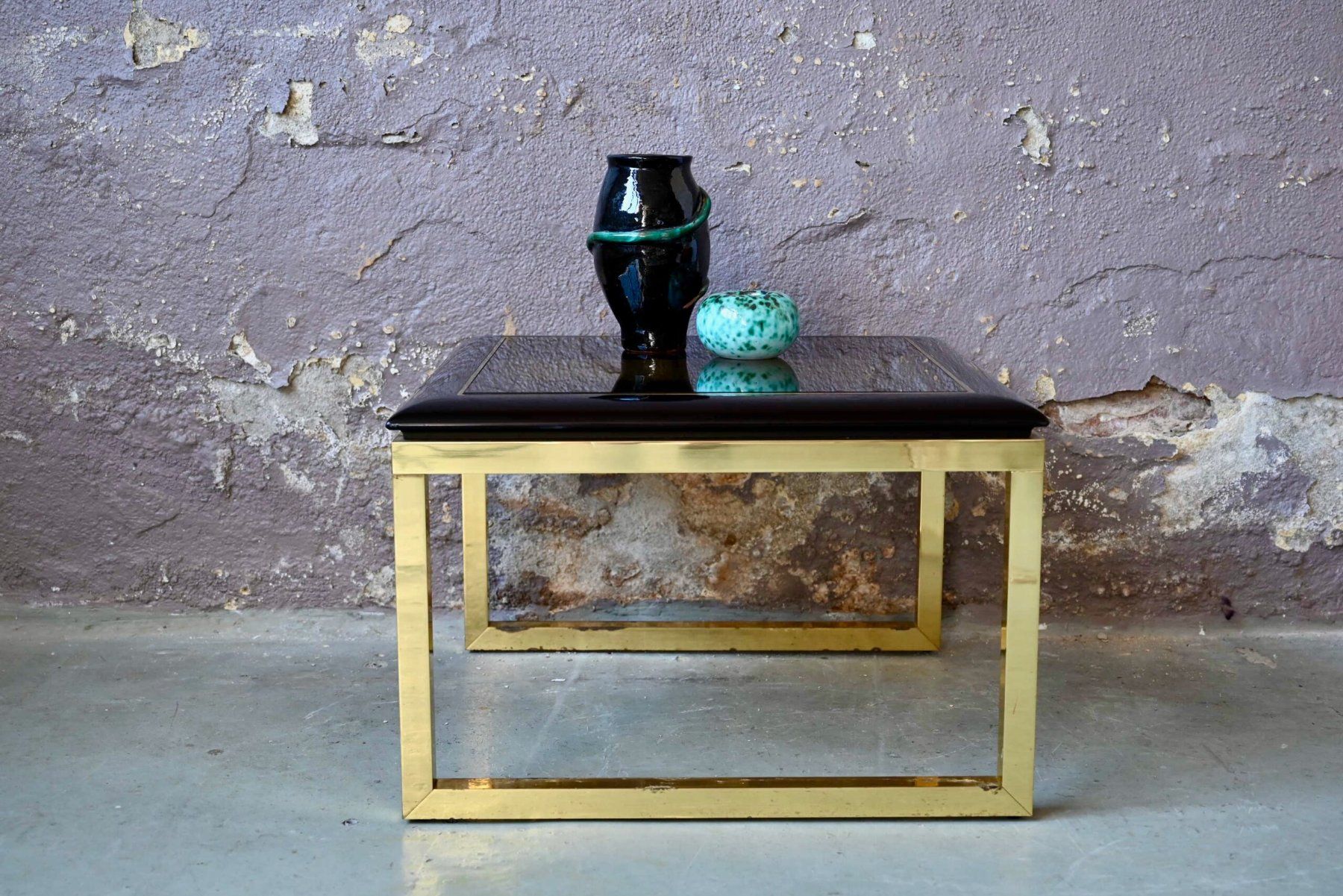 Tavoli: Table basse vintage noire et dorée hollywood regency design – Usato da COLMAR venduto da Sophiebellelurette
