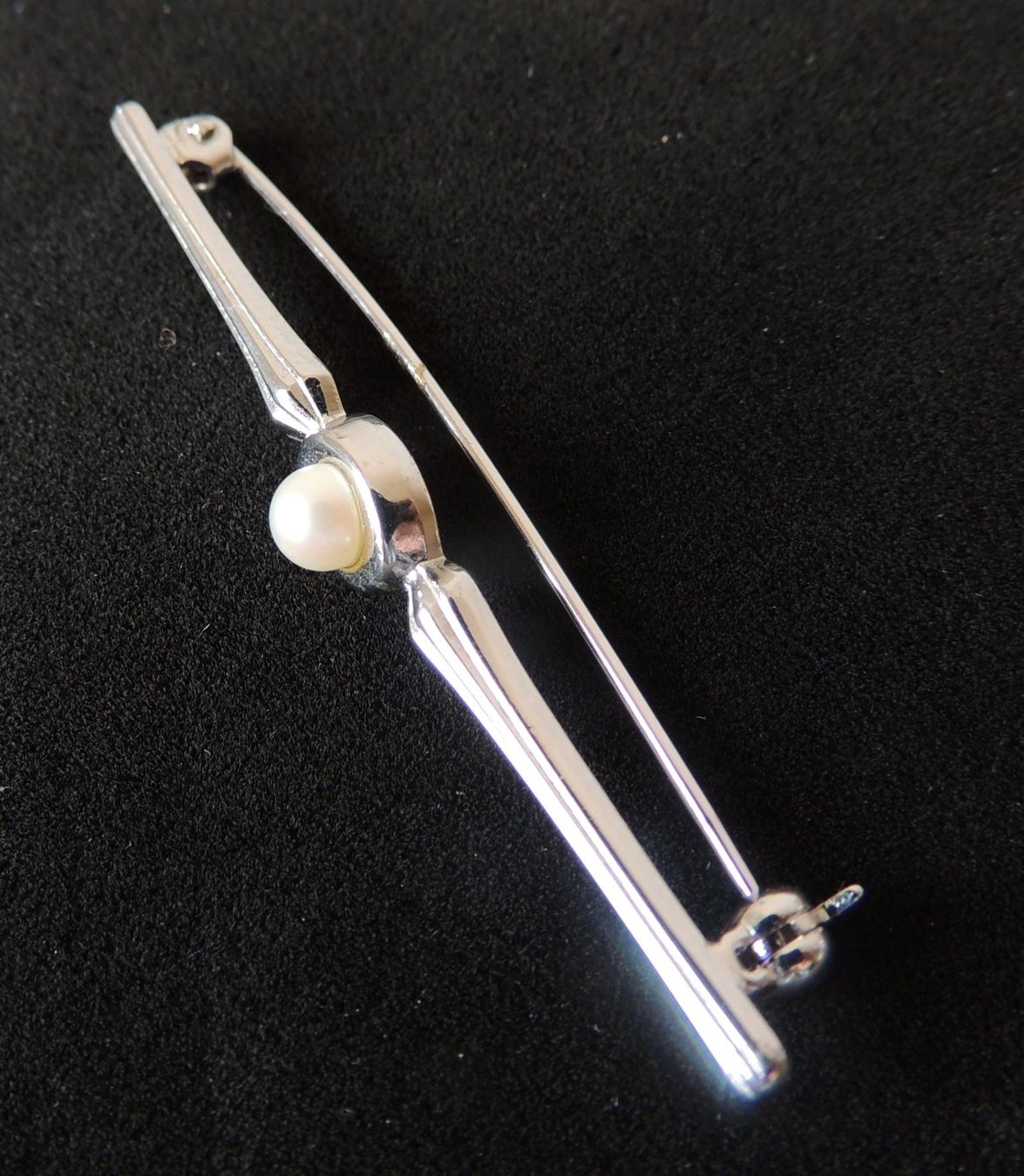 Spille & Fermagli: Rhodinierte Silber 925 Brosche mit Zuchtperle – Usato da Waldenburg venduto da schaller707 1