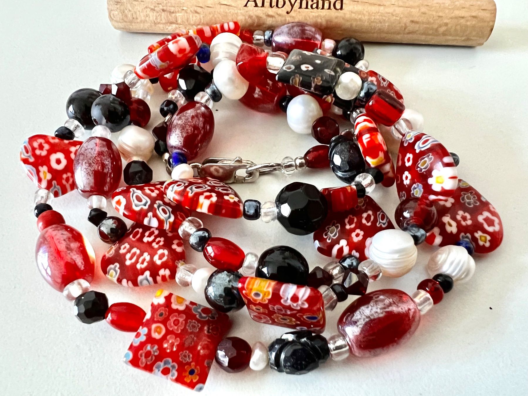 Ketten: Murano Millefiori Longkette – echte Perlen & Silber 925 – Gebraucht aus Ruswil von artbyhand 2