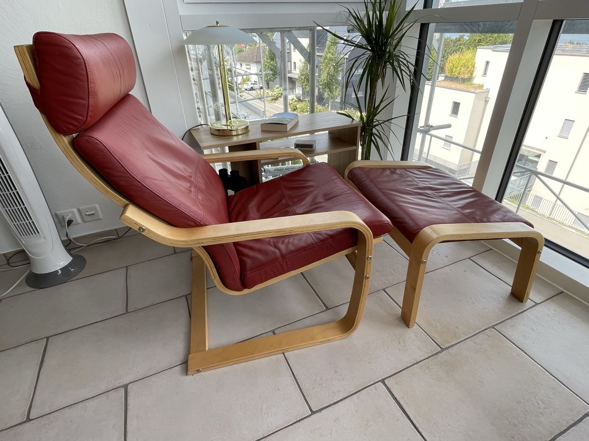 Ikea Poltrone: Echt Leder Sessel Poäng Ikea mit Hocker – Usato da Freienbach venduto da schimmel01 1