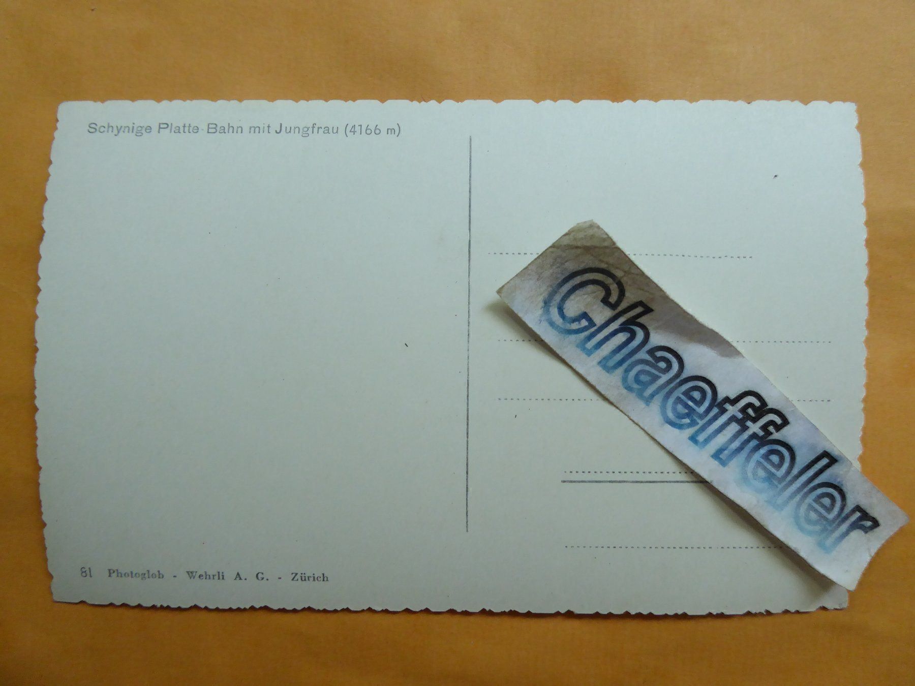 Cartes postales: Schynige Platte. Bahn mit Jungfrau – D'occasion à Zürich par Chaeffeler 1