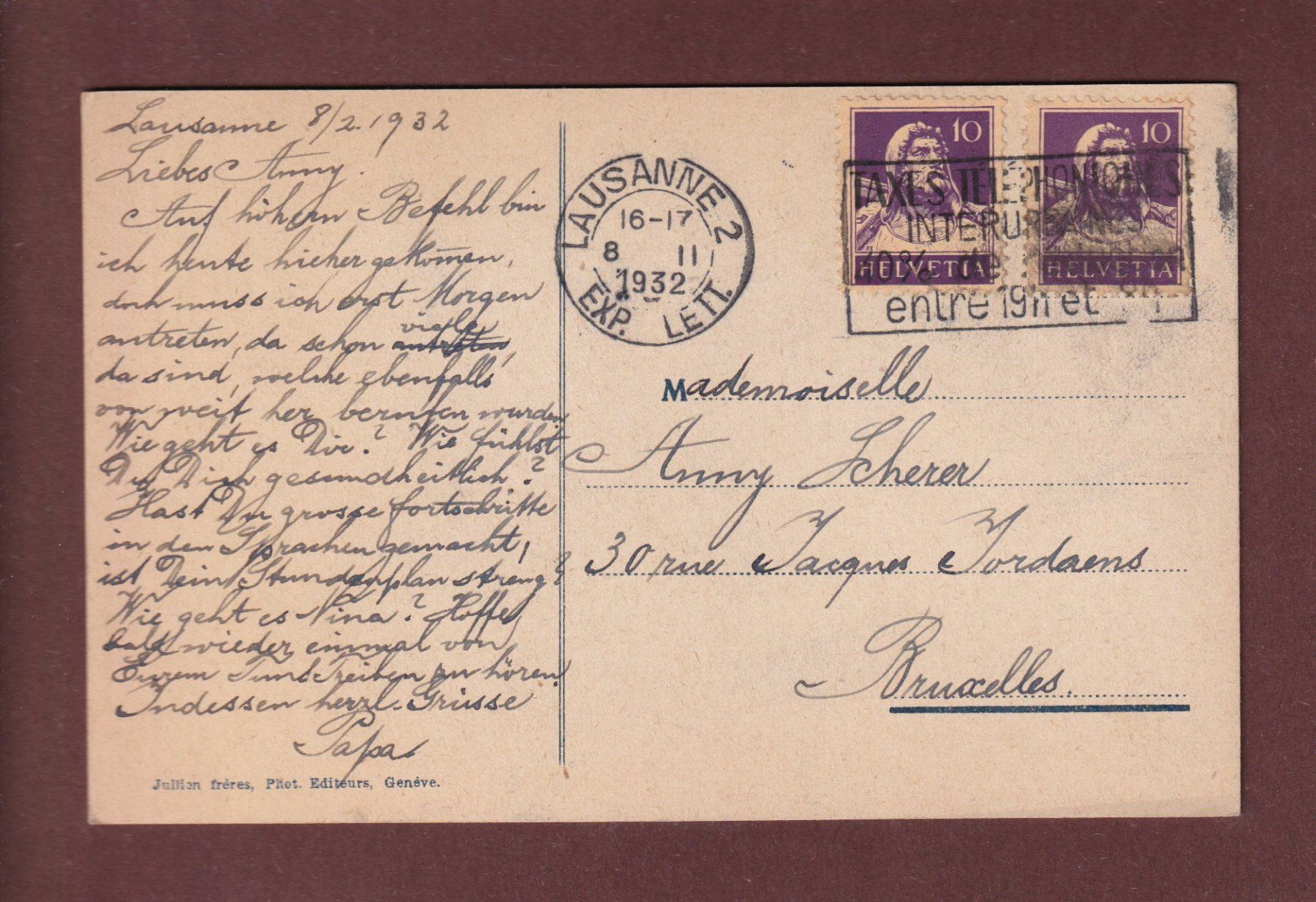 Ansichtskarten: LAUSANNE - Rue Centrale - 1932 – Gebraucht aus Pully von nicecards-shop 1