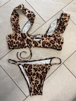 Leoparden Bikini mit Rüschen, Grösse M