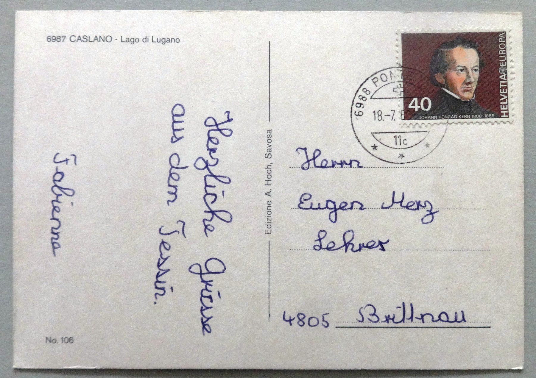 Cartoline postali: Caslano - Lago di Lugano – Usato da Fétigny venduto da Billy2miny 1