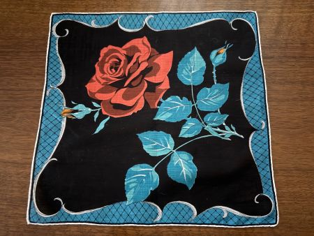 Taschentuch Rose Motiv schwarz blau Grösse 29x29 cm