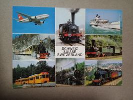 Ak Bahn Schiff Flugzeug mehrbildrig Schweiz