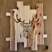 Handgemachtes Holzbild Hirsch - rustikale Wanddeko Unikat