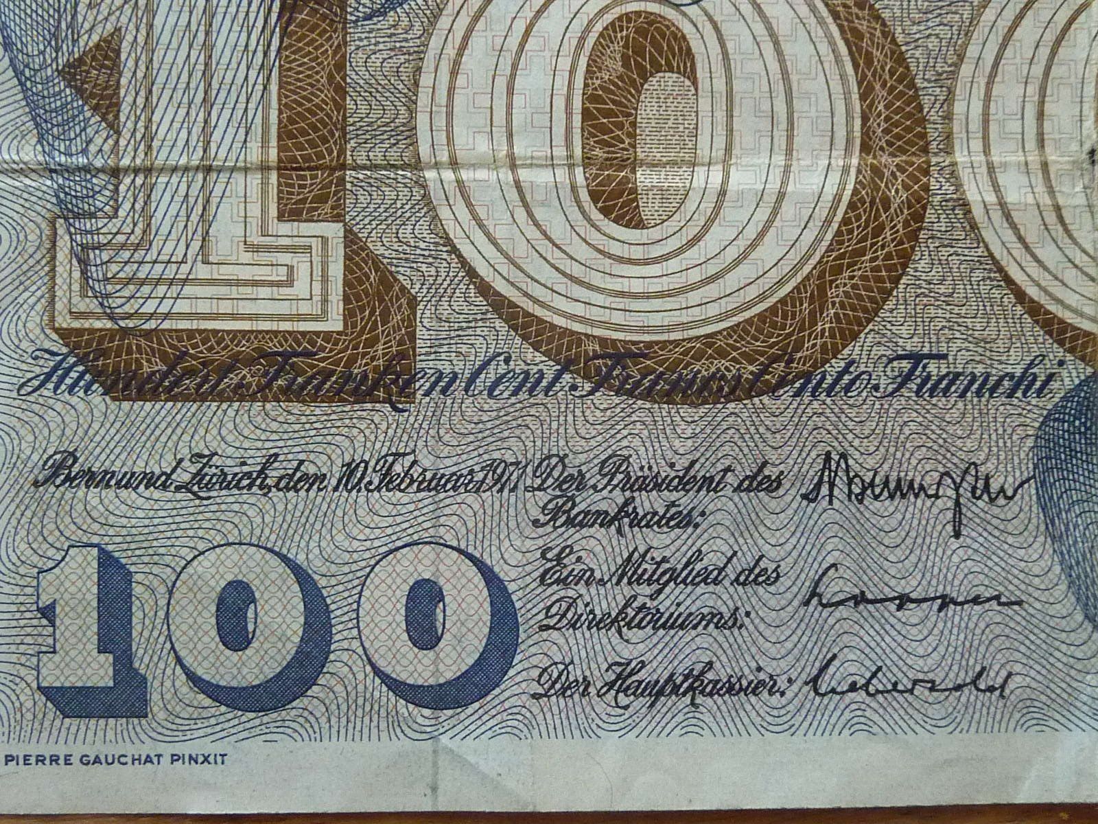 Banconote: 100 Fr. Note 10 Februar  1971 – Usato da Seon venduto da aee_7gpz 1