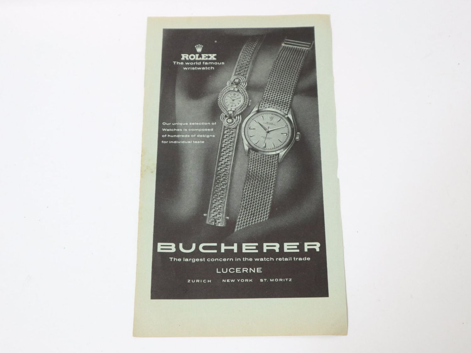 Poster & Bilder: Orig. Werbung Rolex Bucherer – Gebraucht aus Eschenbach SG von Astalavista