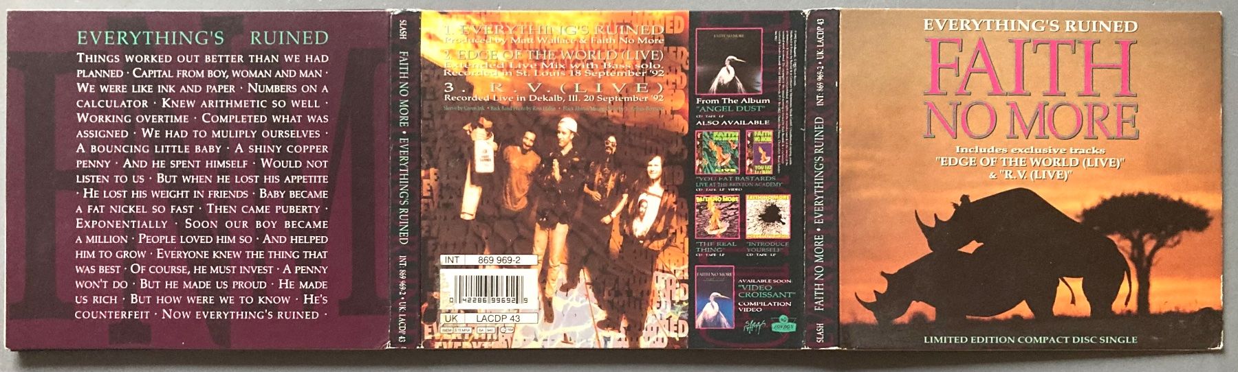 CD: FAITH NO MORE - EVERYTHING'S RUINED – Usato da Poliez-Pittet venduto da Newtown-Records 3